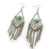 Les Trésors De Lily [N3707] - Silver Turquoise 'Navajos' Designer Earrings