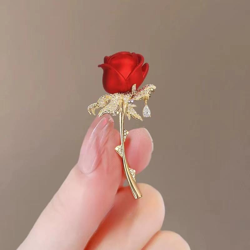 1st Pins Diamond Dubbade Brosch Rose Elegant Retro Modekläder Accessoarer