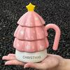 Christmas Tree Ceramic Coffee Mug with Lid ,Reusable, Dishwasher Safe, Perfect for All Seasons, Gifts