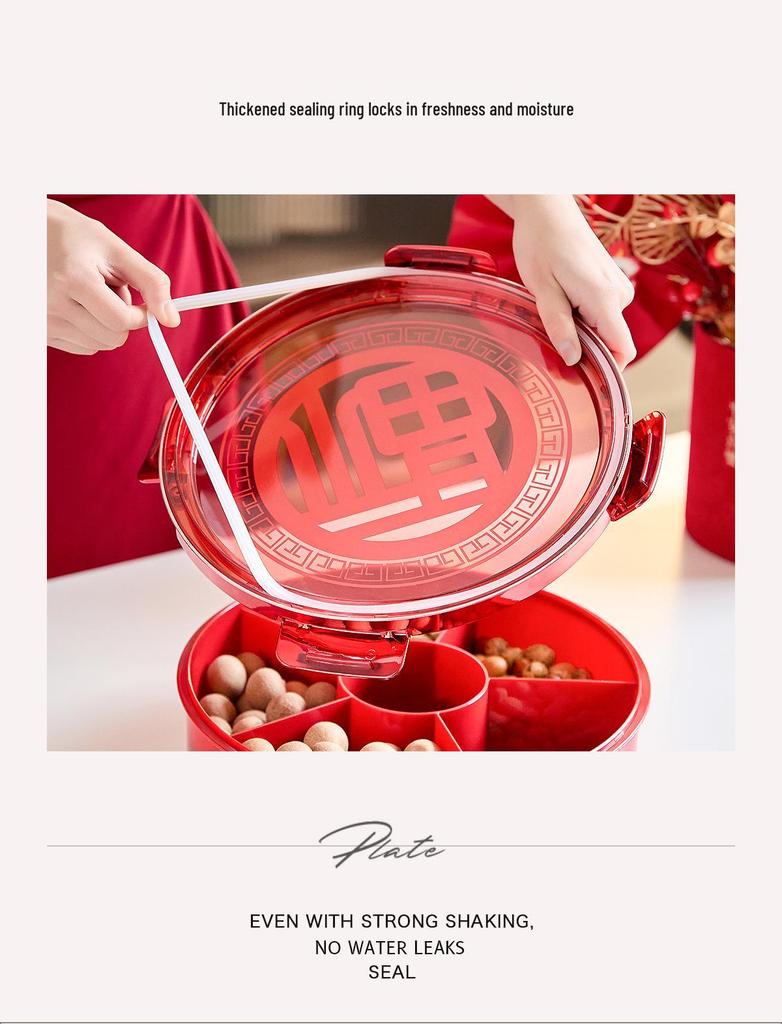 New Year Dried Fruit & Candy Tray: Sealed Wedding, Living Room, or Coffee Table Snack Box with Sunflower Seed Storage