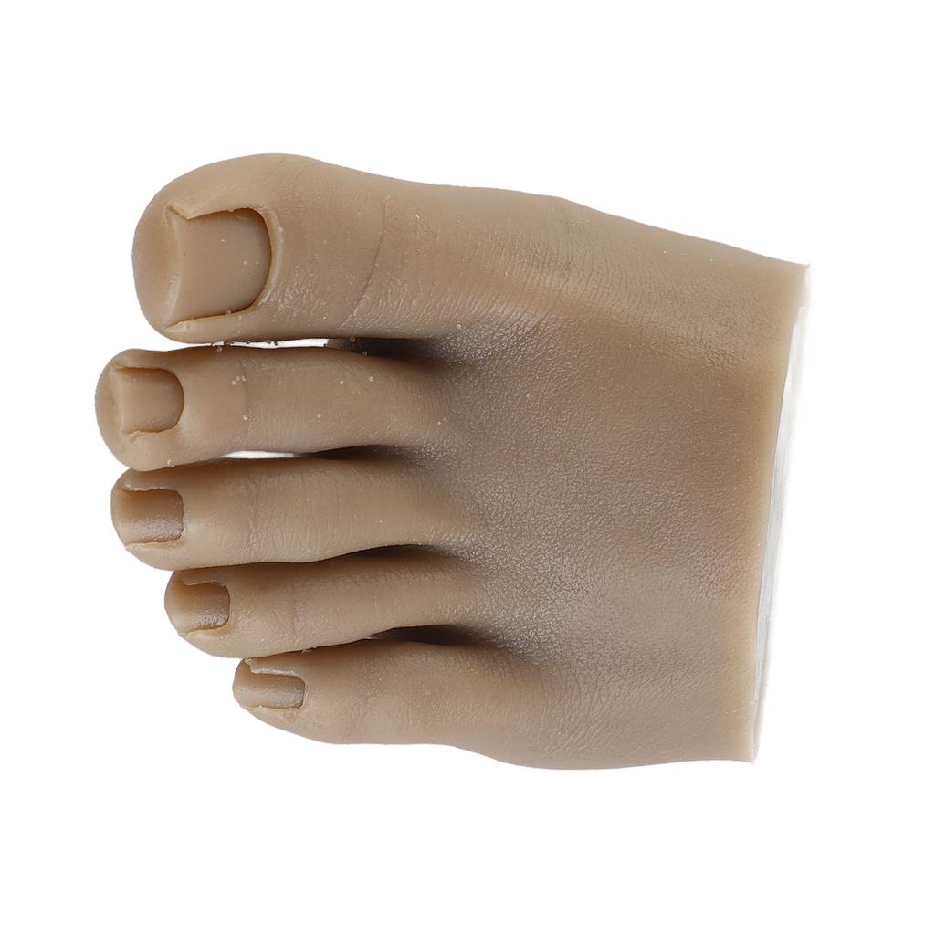 Nail Art Training Fake Half Foot Model Dark Skin Color Reusable Tattoo Practice Silicone Foot Model