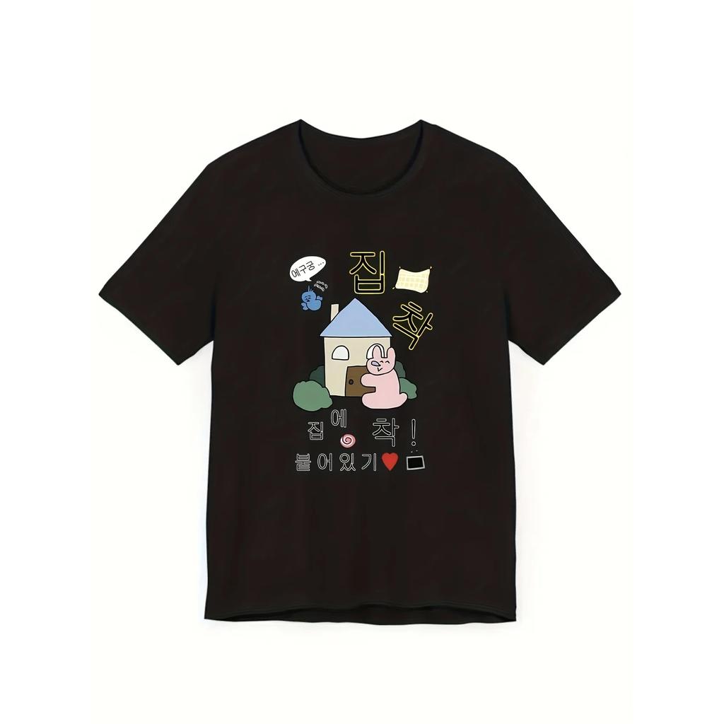 Women Cute Cotton Printed Summer T Shirt Korean Ins Style Ootd Y2k Retro Street Style Slim Soft Casual Top for Dating Daily Wear