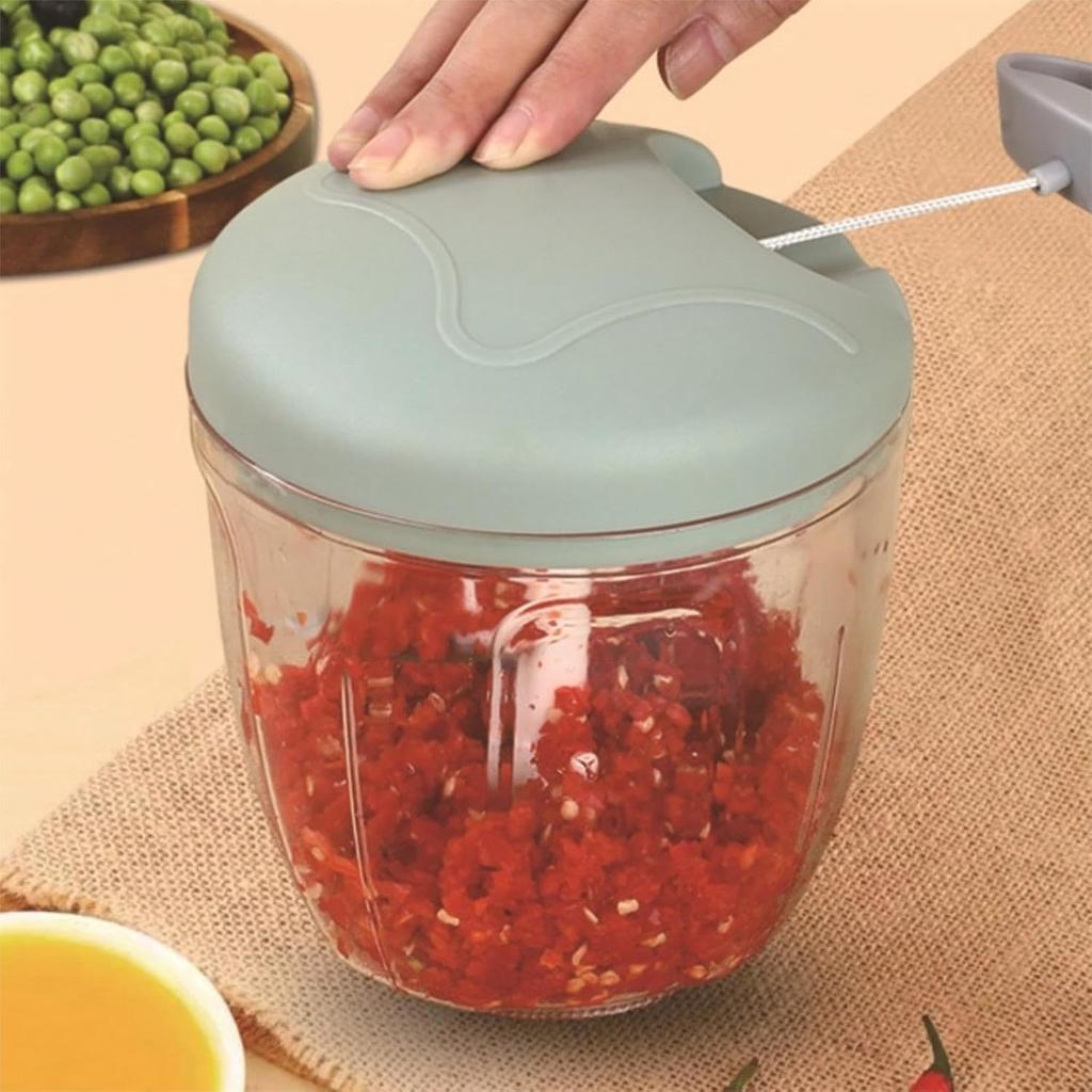 900ml Extra Large Manual Food Chopper Vegetable Chopper Garlic Chopper with 5 Sharp Blades Mincer for Cutting Onions Chili Ginger