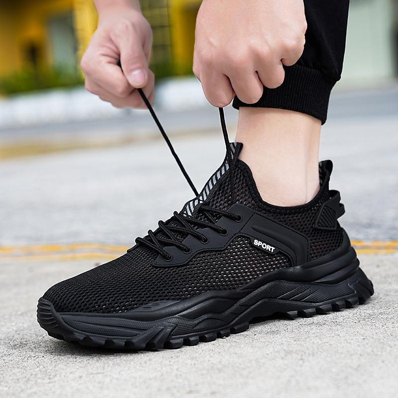 

Men s Mesh Breathable Shoes Summer Non Slip Thick Sole Casual Fashion Sports Shoes Wear Resistant Sneakers for Men 39 чорний