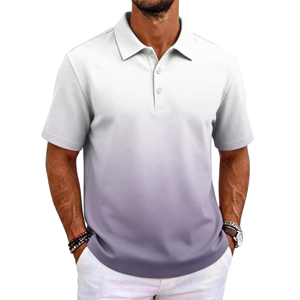 Men Short Sleeve Polo Shirt Classic Fit Lightweight Breathable Fabric Business Casual Solid Basic Collar Top