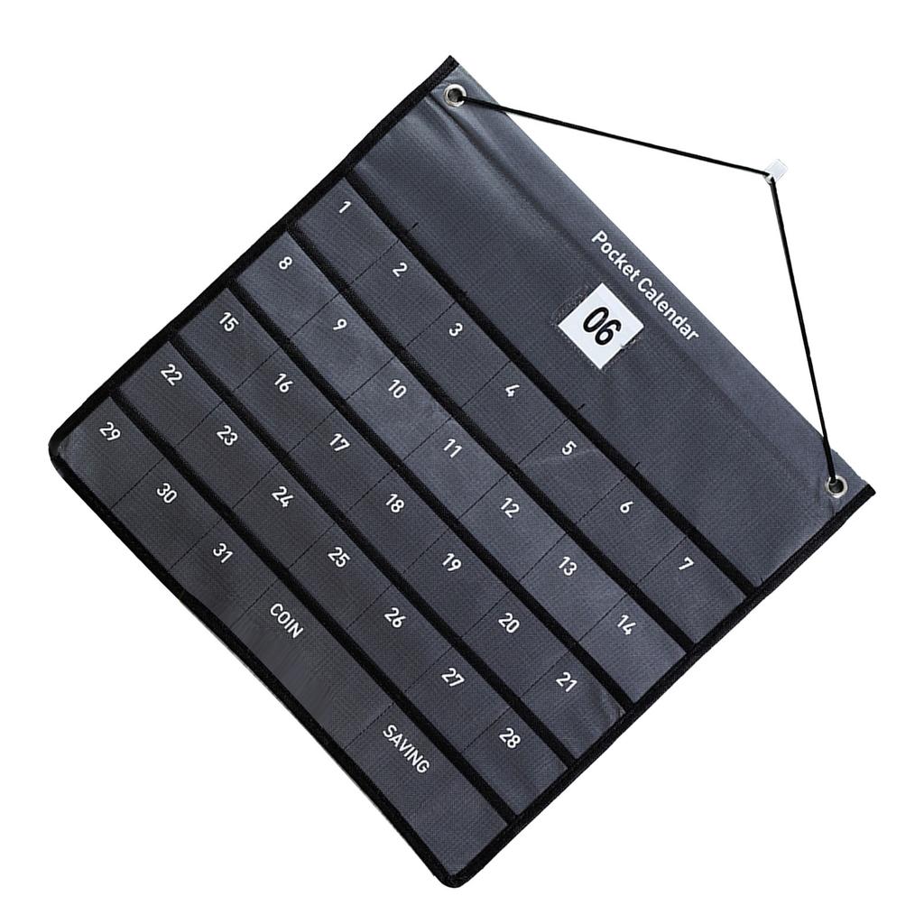Wall Hanging Pocket Calendar Non Woven Monthly Calendar Storage Bag for Bedroom Living Room Office 44x42cm Gray