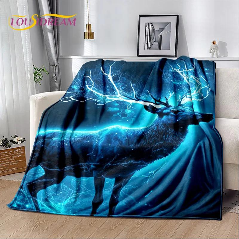 3D Dream Forest Christmas Elk Sika Deer Soft Plush Blanket,Flannel Blanket Throw Blanket for Living Room Bedroom Bed Sofa Cover