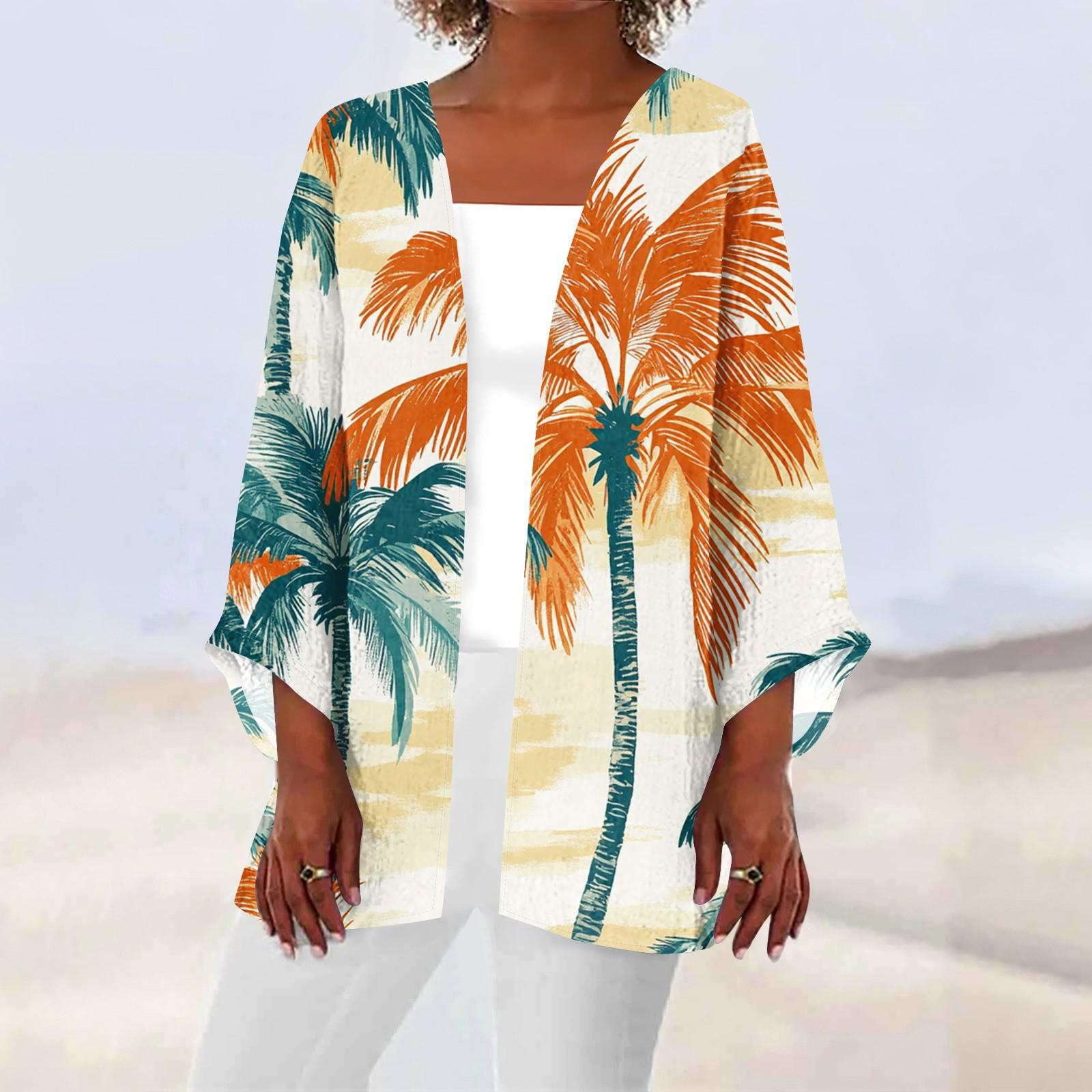 

Женская повседневная модная пляжная легкая куртка средней длины с принтом «Океан-Три» L синий