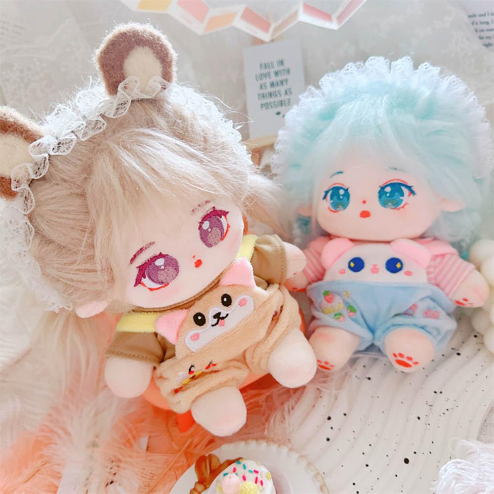 Niannyyhouse 20cm Plush Toy Clothes, T-shirt, Cartoon, Suspenders, Cotton Doll, Accessories, Dress-Up (A2)