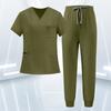 Women's Uniform Scrub Set - Quick-Dry V-Neck Short Sleeve Top with Pockets and Long Pants, Color