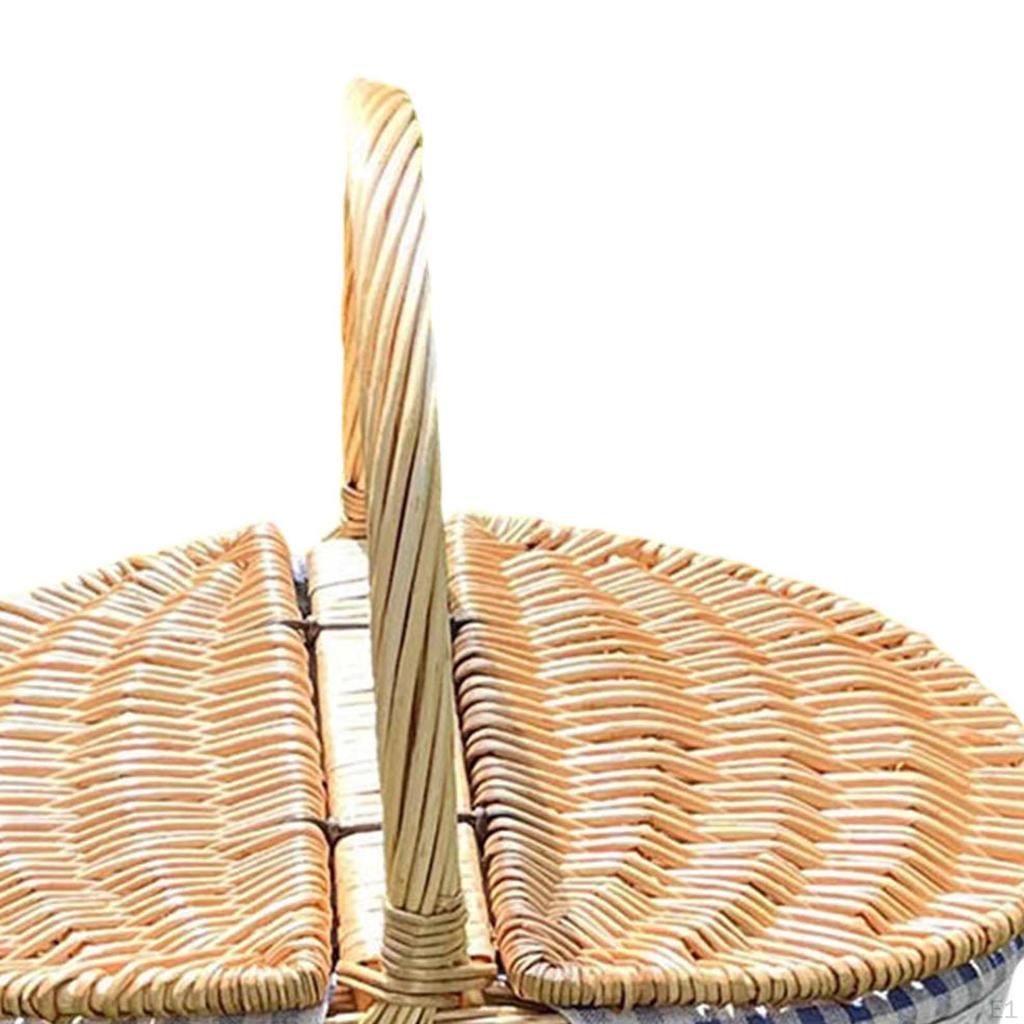 Proutěný piknikový koš s rukojetí Koš Prázdný Úložný organizér Dekorativní na Valentýna