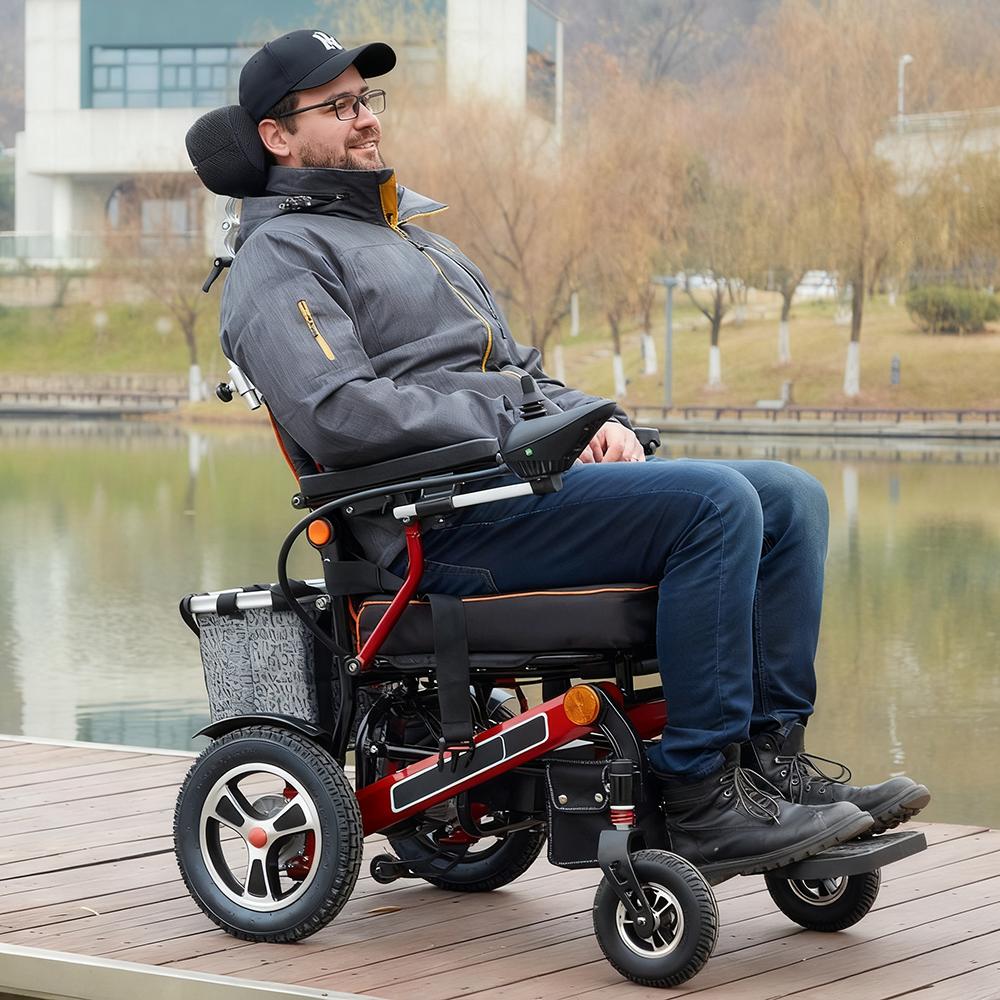 EU-Lager Elektrischer Rollstuhl mit zwei Batterien,Leichter Faltbarer Elektrorollstuhl, Tragbarer Faltbarer Transportrollstuhl