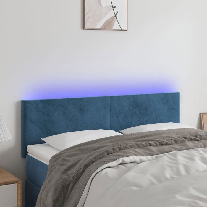 VidaXL Tête de Lit à LED Meuble de Chambre à Coucher Accessoire de Lit Double Tête de Cadre de Lit Intérieur Bleu Foncé 3121384