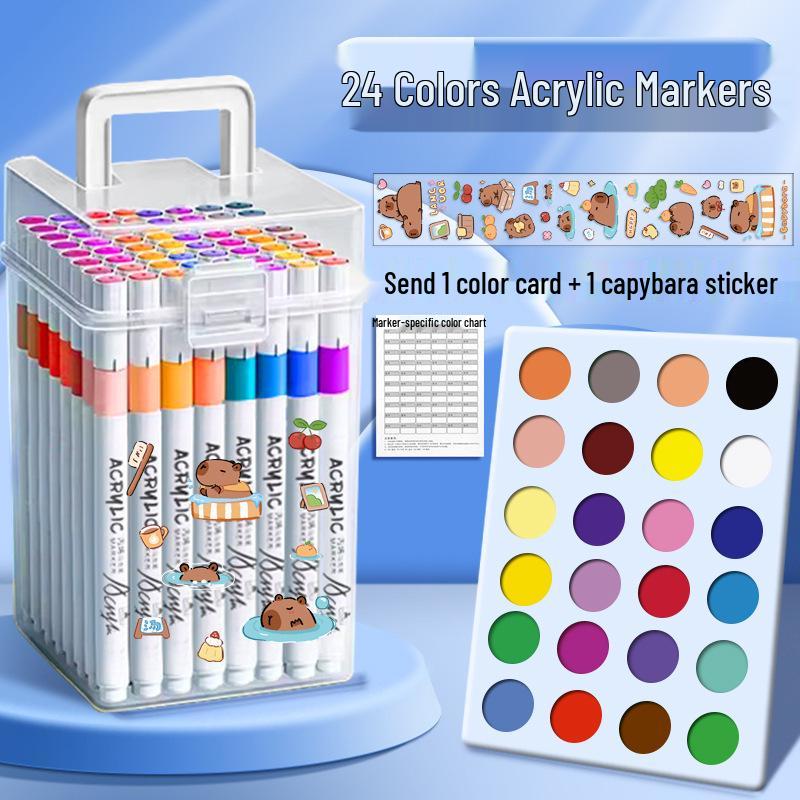 Acryl-Aquarellmarker für Kinder: Ausblutsichere, stapelbare, wasserfeste Kunststifte & Zeichenpinsel für den Kindergarten.