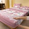 1 Simple Modern Plant Flower Printed Matte Fitted Sheet, Bedroom Printed Bed Cover, Bedding (Excluding Pillowcases)