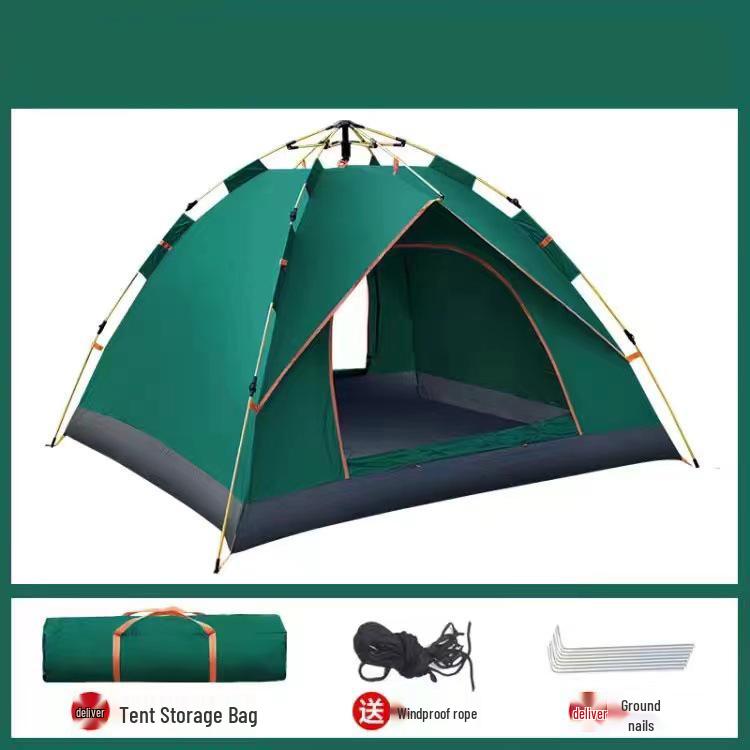 3-4 Person Double-Layer Automatic Camping Tent with Full Outdoor Equipment Set