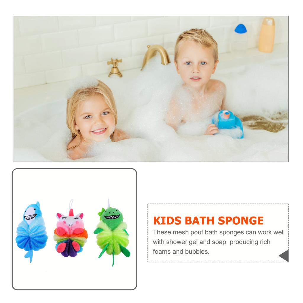 3 Stück Badeschwämme Badekugeln Luffa Weiche Badekugeln Gefüllt Dusche Pe Kind Körper für Cartoon