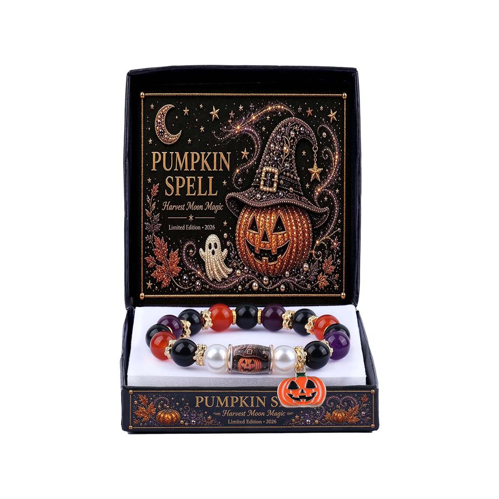 Halloween Beaded Bracelet for Women Cute Pumpkin Charm Jewelry for Party Gift
