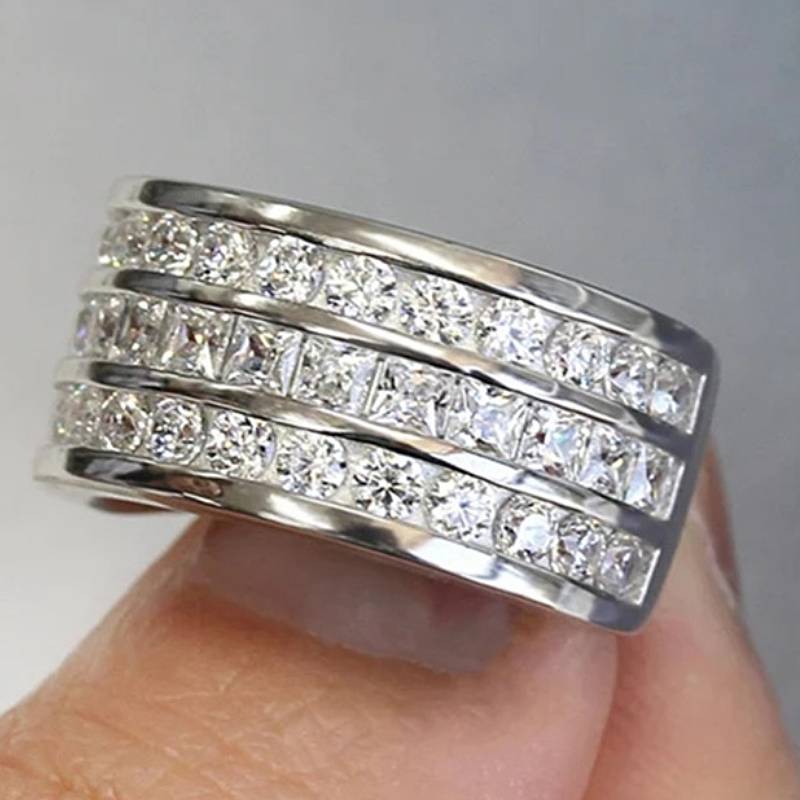 

Huitan Versatile Women Ring Inlaid Brilliant Cubic Zirconia Fashion Lady Party Accessories Copper Color Chic Zircon for Daily 6