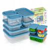 MODULAR Glass Containers (7 Pcs) - 2x 310 Ml + 2x 520 Ml + 1x 750 Ml + 1x 1200 Ml + 1x 1700 Ml with Blue Plastic Lids