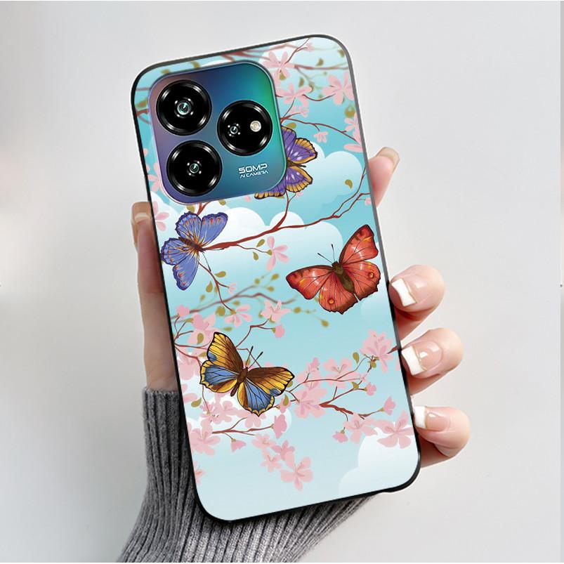 Case For ZTE Blade V60 Design 4G/Blade V60 Vita/Nubia V60 Design/Axon 60 Lite Soft Silicone Black Cover Cute Flower Cartoon Case