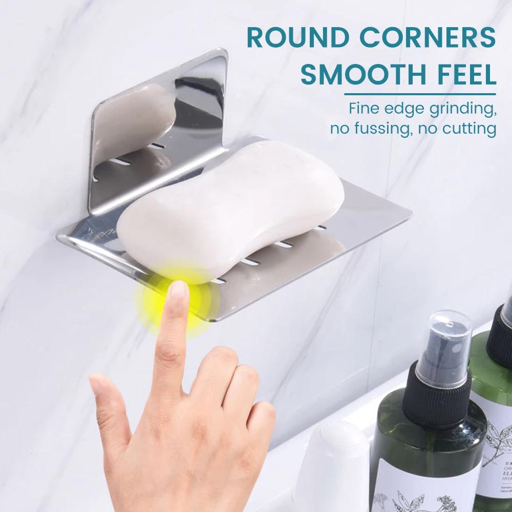 Suporturi de săpun din oțel inoxidabil 304 Autoadezive Montate pe perete Suport de săpun pentru baie Rezistent la rugină Fără găurire Tavă pentru burete de săpun