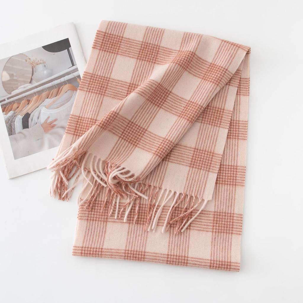 100% Sheep Wool Scarf Winter Warm Premium Thickened Men's Women's Versatile Checkered Wholesale