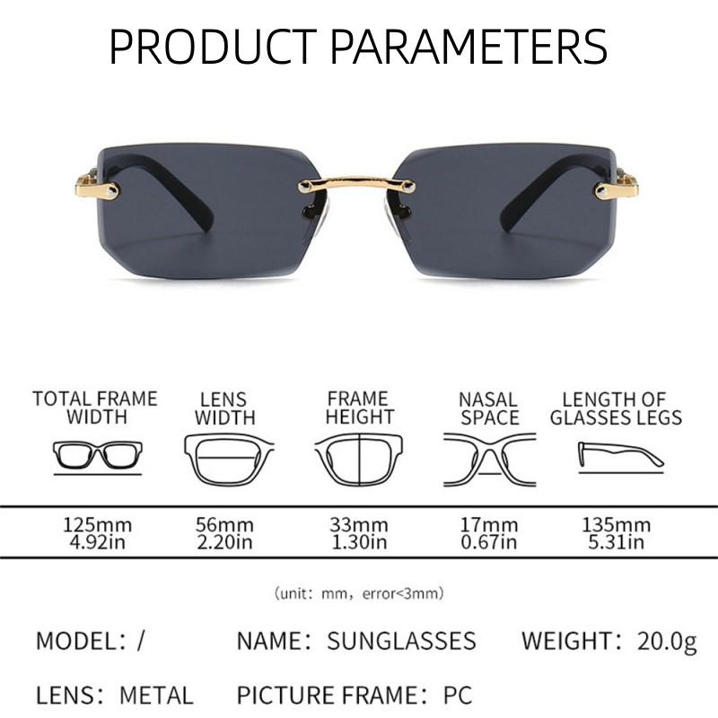 1Pcs Rectangle Rimless Gradient Sunglasses Women Men Small Shades Fashion Frameless Sun Glasses For Male Retro Eyewear