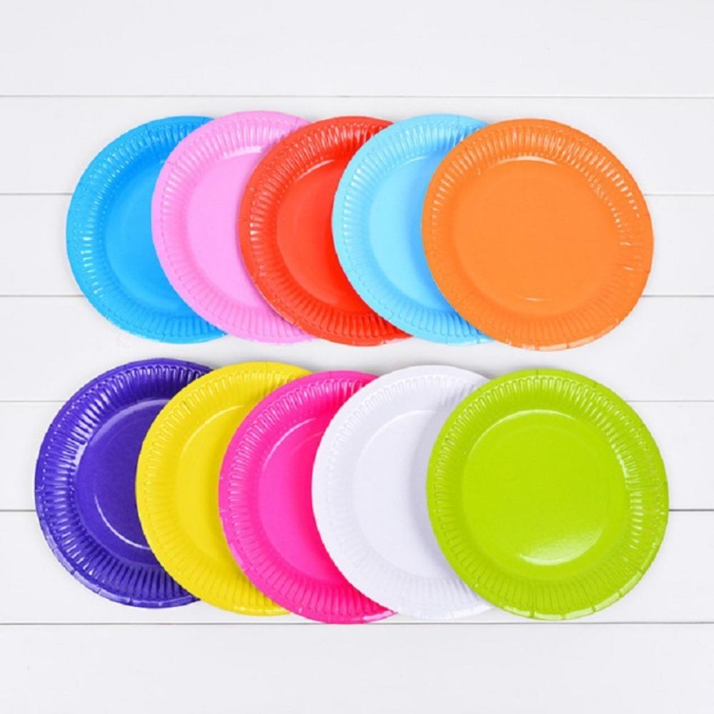 Materials Decomposable Paper Picnic Wedding Pure Color Disposable Cup Plate Tableware Decoration