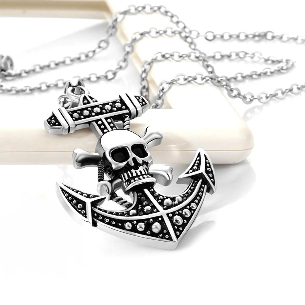 One Piece Skull Head Anchor Necklace, Jewelry Domineering Men'S Collarbone Chain
