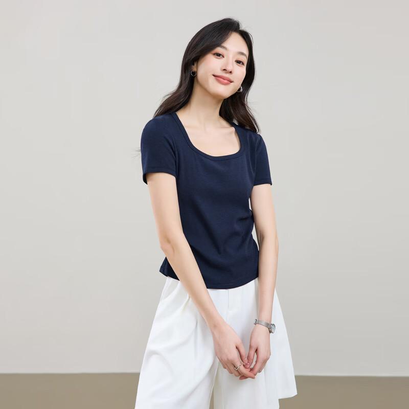 ESE-Y Women's 2026 Summer U-Neck Slim Fit Short Sleeve T-Shirt
