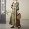 Round-neck Large-sized Long-sleeved Vacation Dress