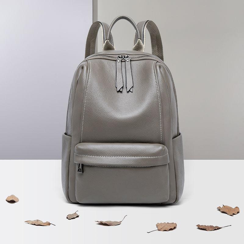 Luxury Cowhide Leather Backpack Ladies Large Capacity Backpack