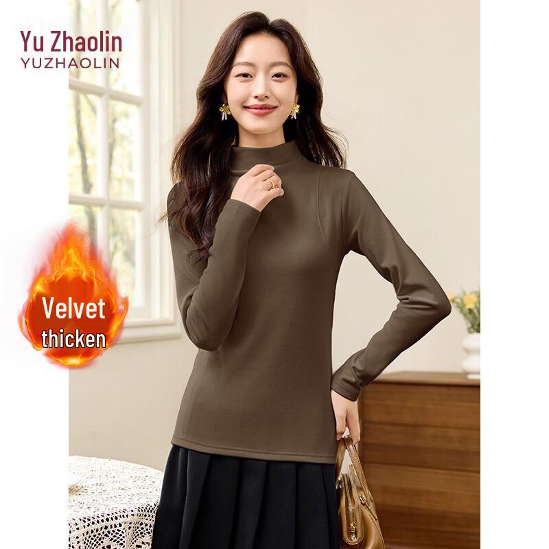 Yuzhaolin Women s Fleece-Lined Mock Neck Base Layer Top L