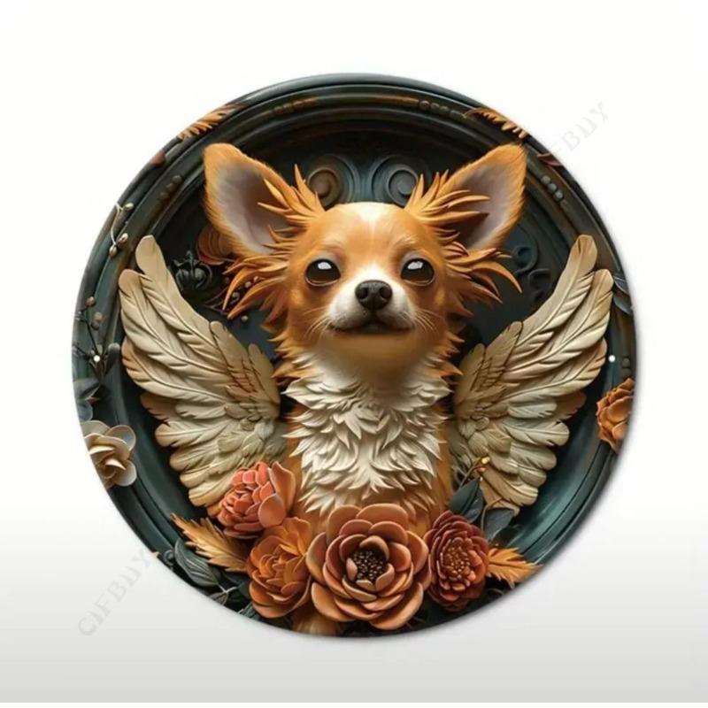 Hexenbesen Halloween Schild, Runde Aluminium Wandplakette 20x20cm