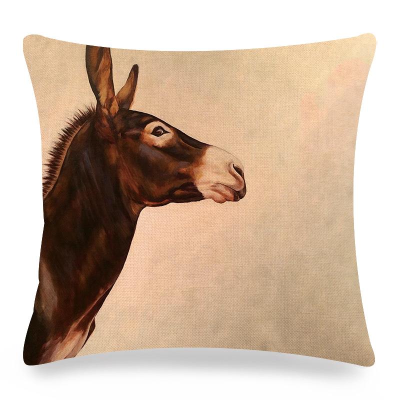 Home Decor Donkey Art: Various Scenes and Portraits Pattern Cushion Cover Suitable for Sofa Bedroom Car Pillow Cover
