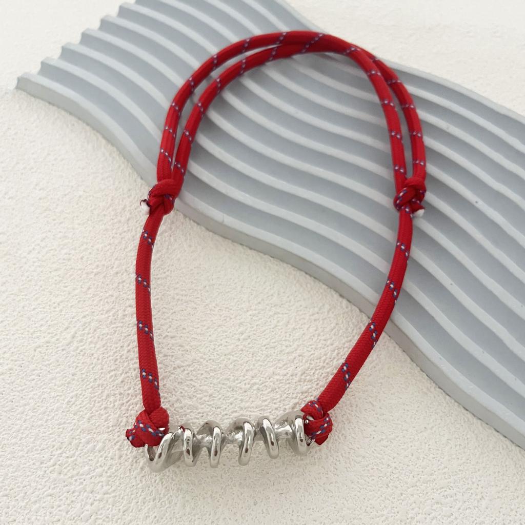 A Simple and Fashionable Geometric Pendant Women's Necklace with a Multi-color Woven Rope In a Personalized and Trendy Style