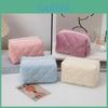 Velvet Corduroy Makeup Bag With Grid Pattern And Zipper For Daily Use