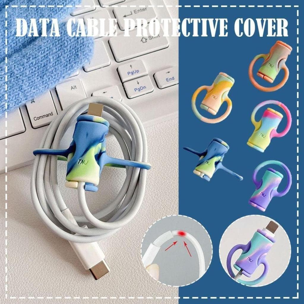 1 Stück 2-in-1 Datenkabel-Schutzhülle, Niedlicher Silikon-Datenkabelaufwickler, Universelle Mini-Datenkabel-Schutzhülle.