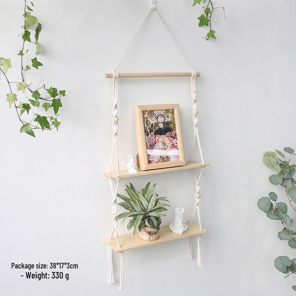 Bohemian Hand-Woven Tapestry Wall Shelf & Flower Pot Rack