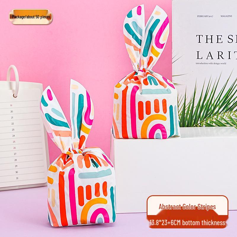 2025 Cartoon Rabbit Ear Plastic Bags for Snacks & Baking - Gift Set of 50