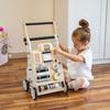 KiddyMoon Wooden Baby Walker Interactive Educational Toy for Children Push-along Toy for Babies Wk-001, Black - White