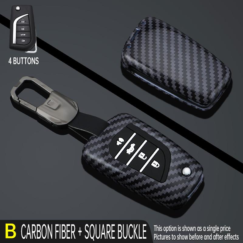 Carbon Style Abs Auto Key Fob Cover Case Remote Fit For Toyota Camry Rav4 Forturner Hilux Auris Corolla Avensis Verso Yaris Aygo Scion Tc Im