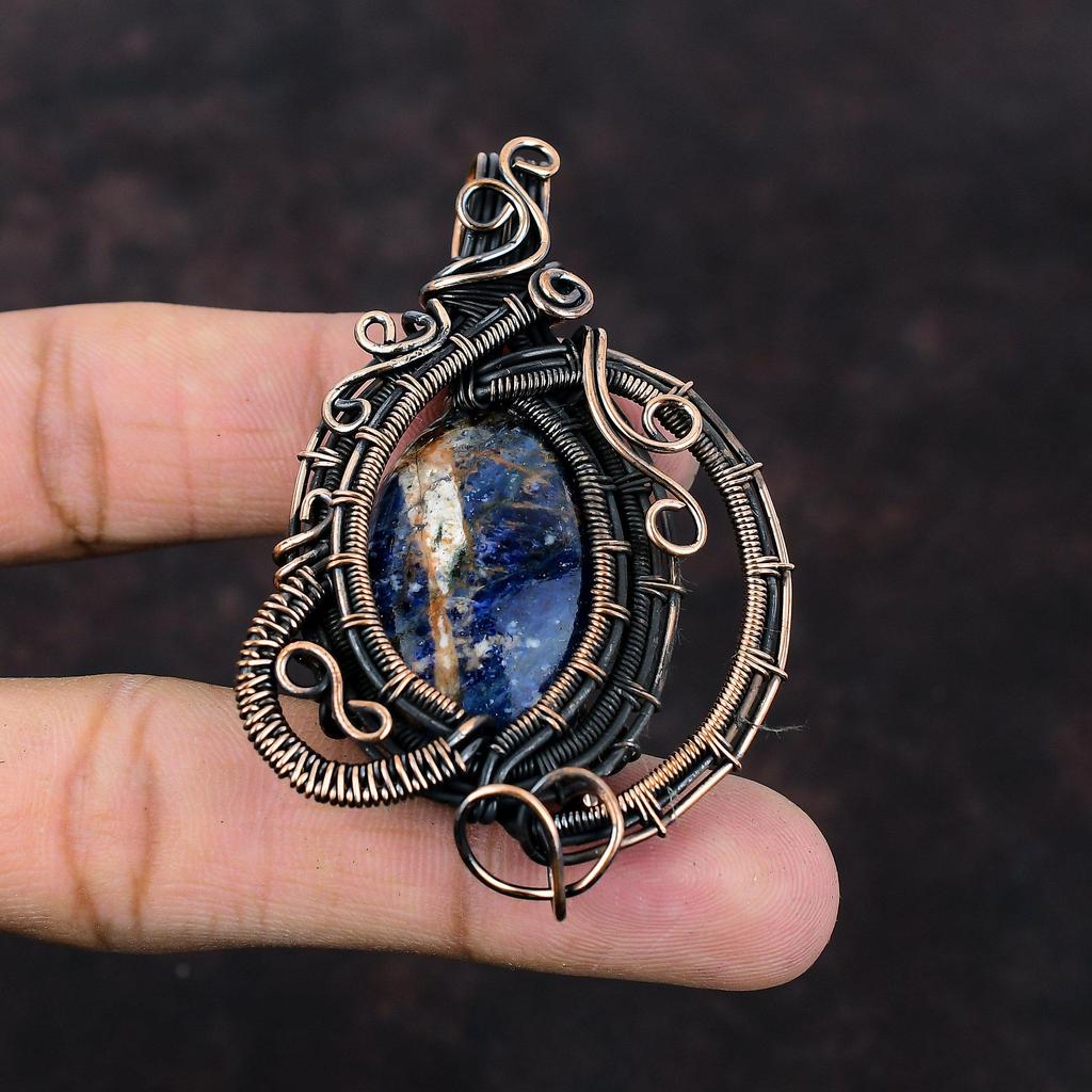 Sodalite Pendant Copper Wire Wrapped Pendant Natural Gemstone Pendant Sodalite Jewelry Amazing Pendant Handmade Copper Jewelry Wedding Gift