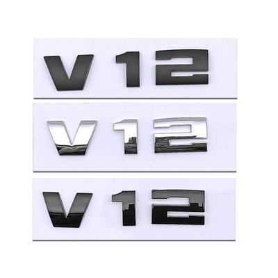 New 3D Font Numbers Letters V12 Emblem for BMW M760i Series F01 F02 G11 G12 Car Trunk Nameplate Logo Sticker Black Chrome HRC7