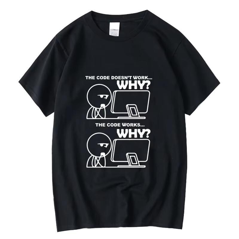 SommarT-shirt Rolig Programmerare Tryckt Sommar Rund Hals Cool för Kvinnor Kortärmad T-shirt FeUnisex Vardagskläder