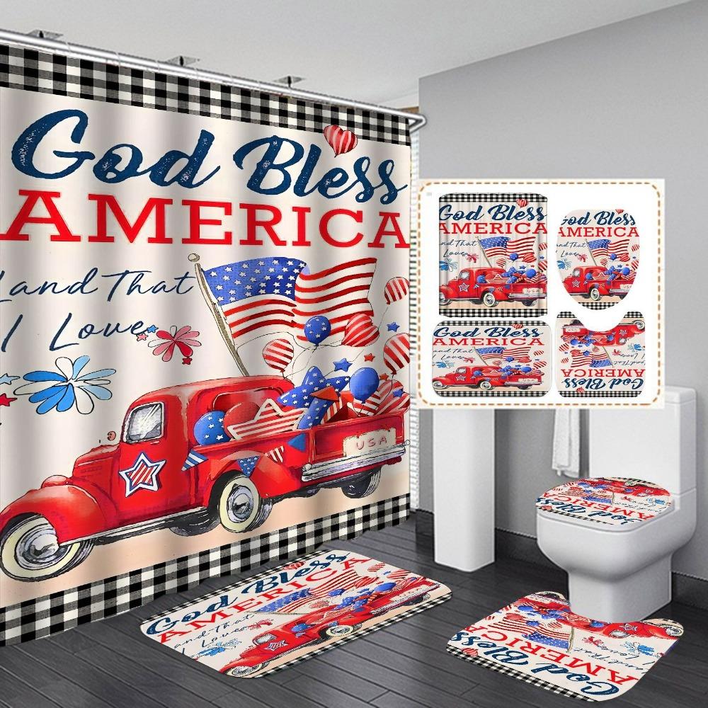 Waterproof and mildew-proof shower curtain for bathroom, dry and wet separation, shading and warm shower curtain four-piece set