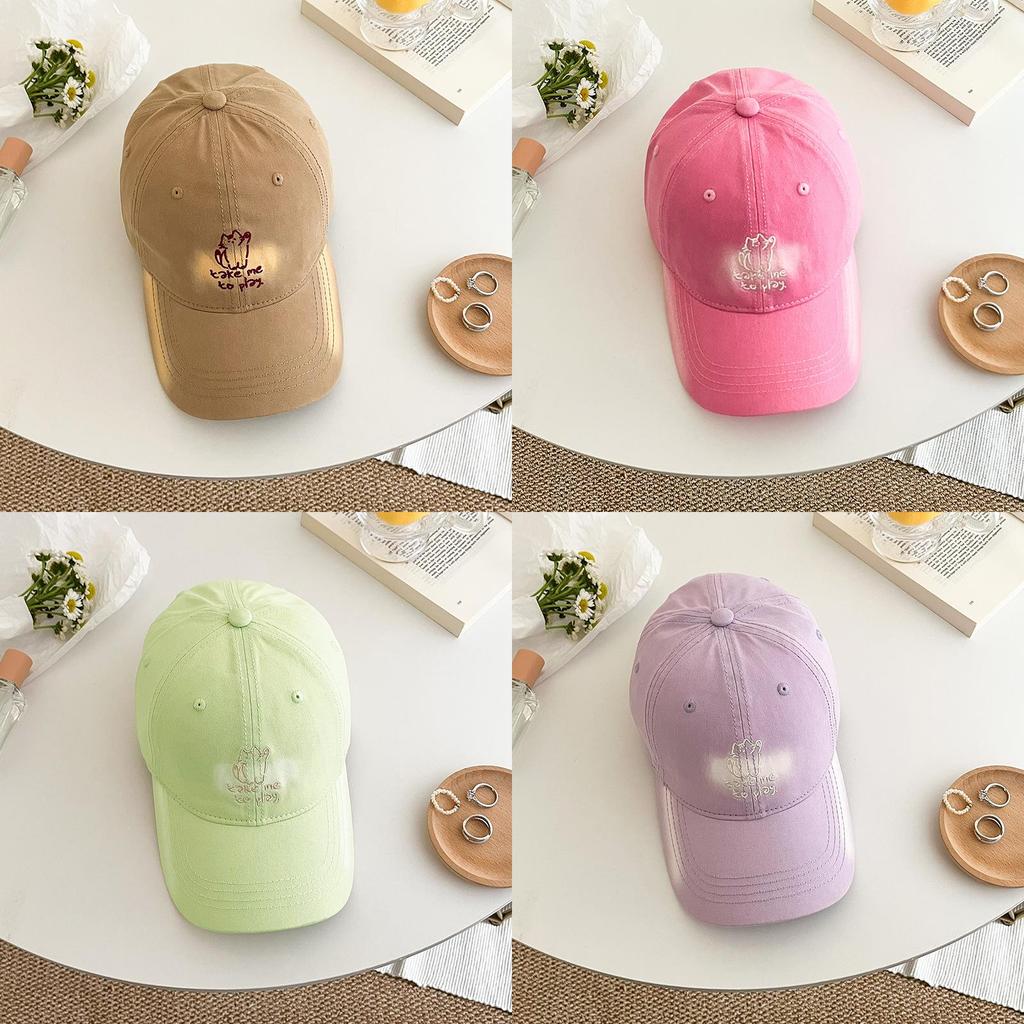 Korean Style Embroidered Cat Baseball Cap With Sun Protection For Summer Outdoor Casual Wear