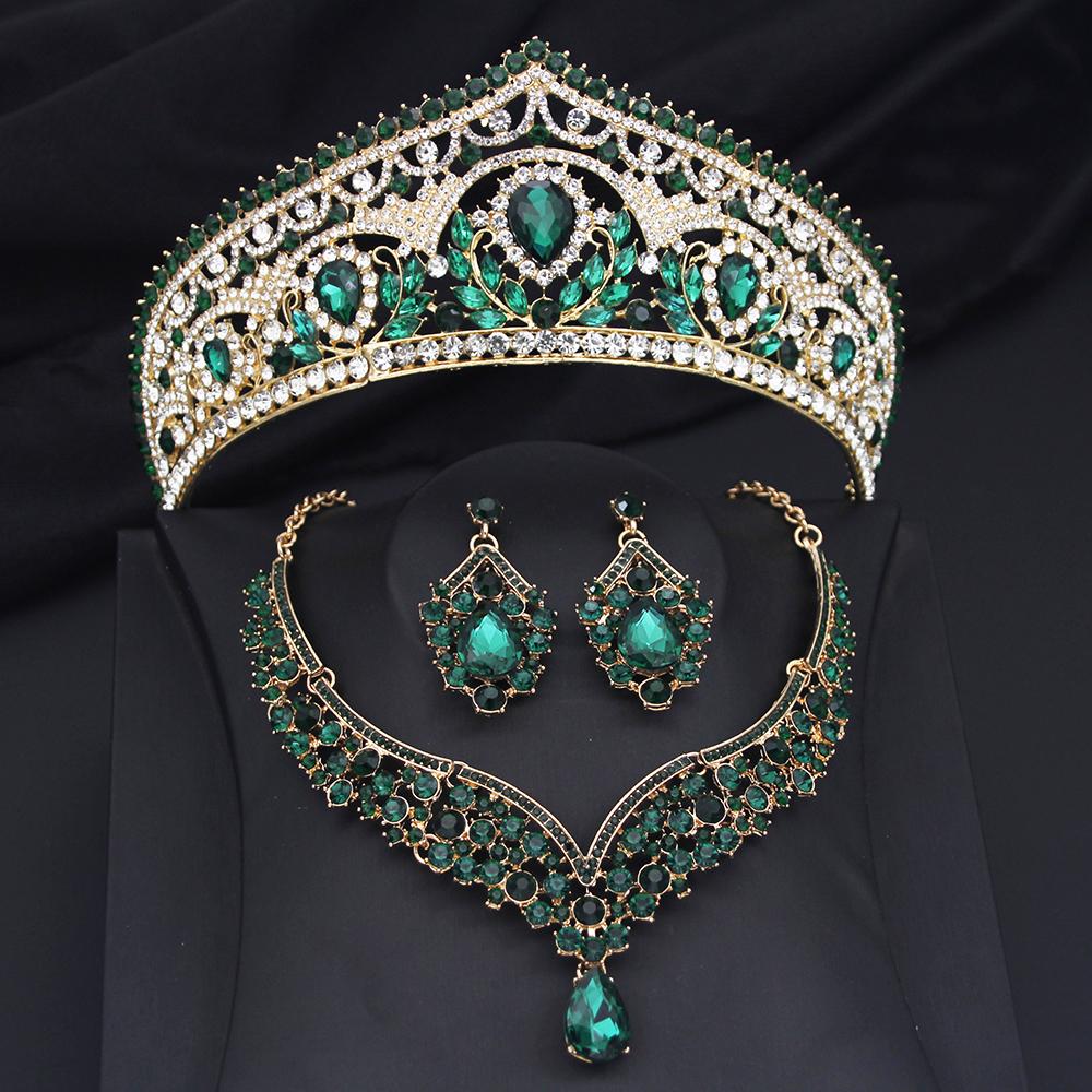 Princess Bride Crown Jewelry Sets for Women Tiaras and Necklace Earrings Set Prom Bridal Wedding Birthday Jewelry Accessory