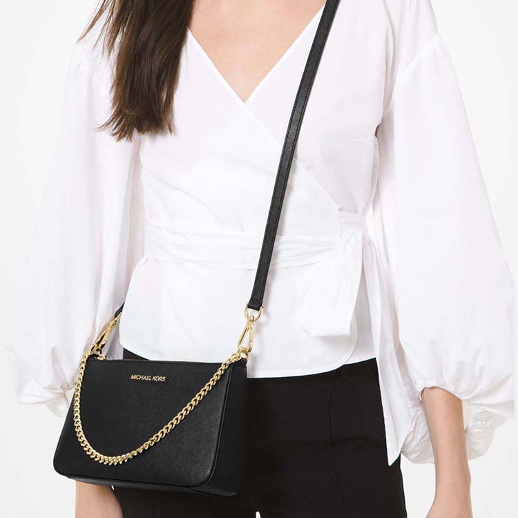 New MICHAEL KORS Jet Set Cow Leather Shoulder Bag Crossbody Bag Women's Black 35S0GTVU6L-BLACK